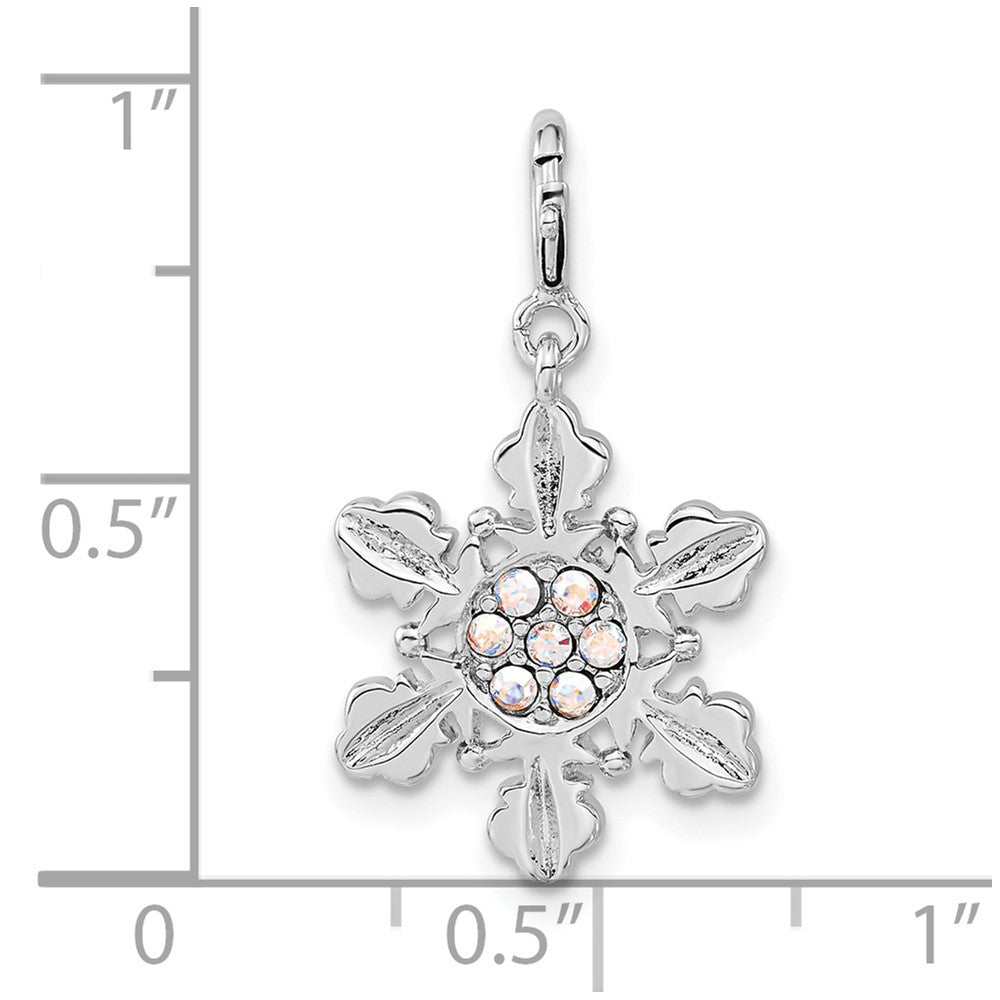 Sterlingsilber Iridescent Kristall Schneeflocke mit Federring Verschluss Charm