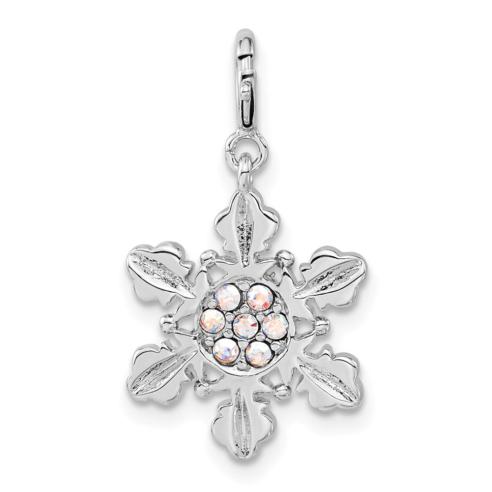 Sterlingsilber Iridescent Kristall Schneeflocke mit Federring Verschluss Charm