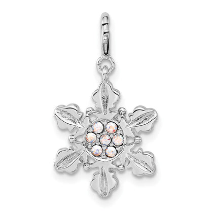Sterlingsilber Iridescent Kristall Schneeflocke mit Federring Verschluss Charm