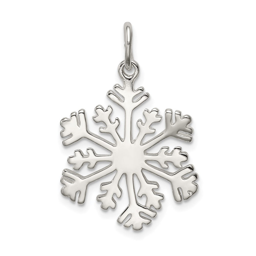 Sterlingsilber Poliert Schneeflocke Charm