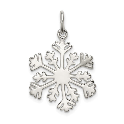 Sterlingsilber Poliert Schneeflocke Charm