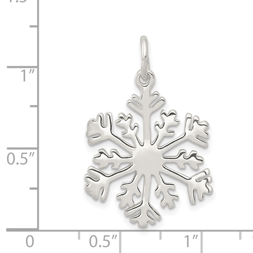Sterlingsilber Poliert Schneeflocke Charm