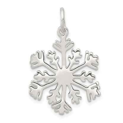 Sterlingsilber Poliert Schneeflocke Charm