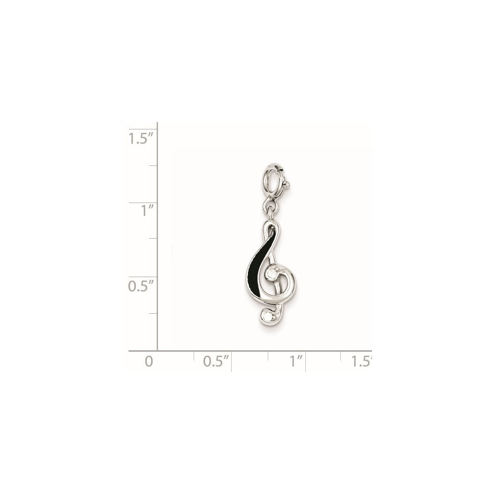 Sterlingsilber Rhodiniert Rot Emailliert Noten Schlüssel Charm