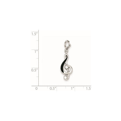 Sterlingsilber Rhodiniert Rot Emailliert Noten Schlüssel Charm