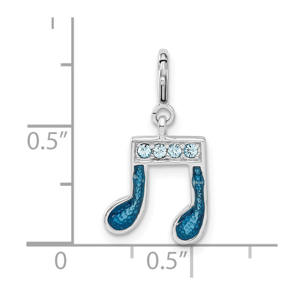 Sterlingsilber Preciosa Kristall & Blau Emaille Musik Note Charm