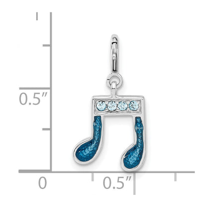 Sterlingsilber Preciosa Kristall & Blau Emaille Musik Note Charm