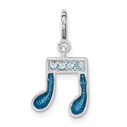 Sterlingsilber Preciosa Kristall & Blau Emaille Musik Note Charm