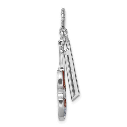 Sterlingsilber Rhodiniert Emailliert & Preciosa Kristall Violin Charm