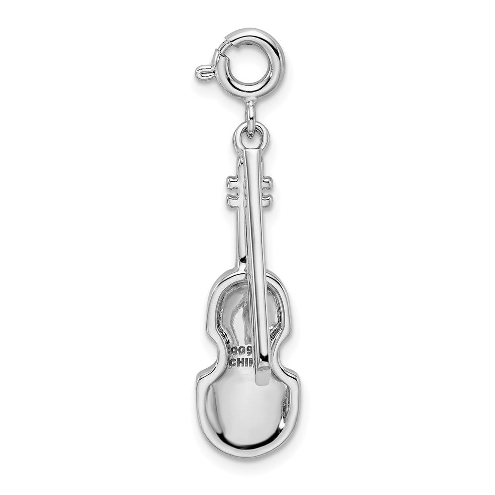 Sterlingsilber Rhodiniert Emailliert & Preciosa Kristall Violin Charm
