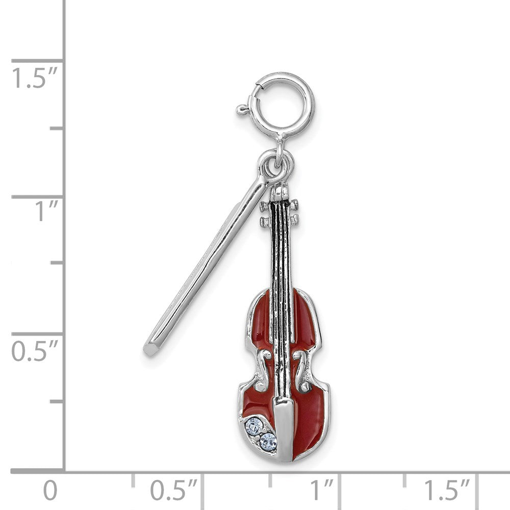 Sterlingsilber Rhodiniert Emailliert & Preciosa Kristall Violin Charm