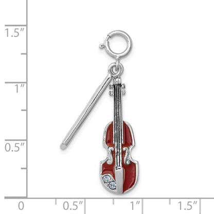 Sterlingsilber Rhodiniert Emailliert & Preciosa Kristall Violin Charm