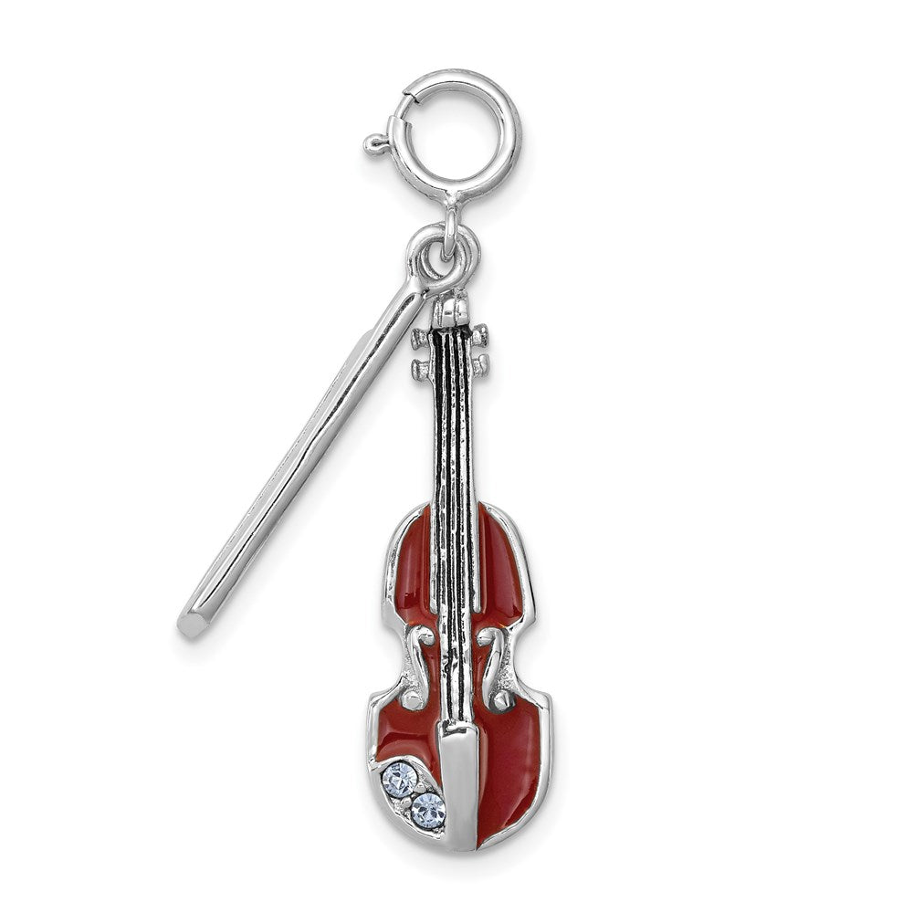 Sterlingsilber Rhodiniert Emailliert & Preciosa Kristall Violin Charm