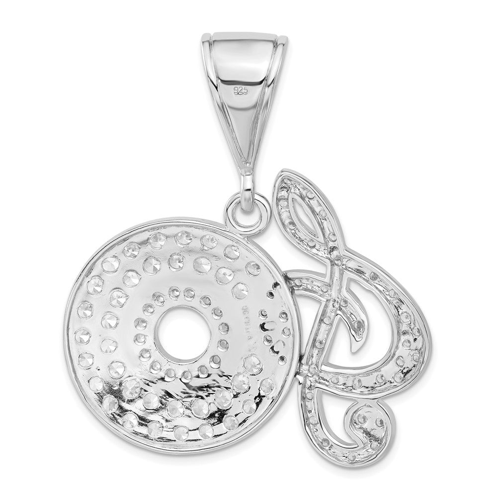 Sterlingsilber Zirkonia Musical Note und Cd Anhänger