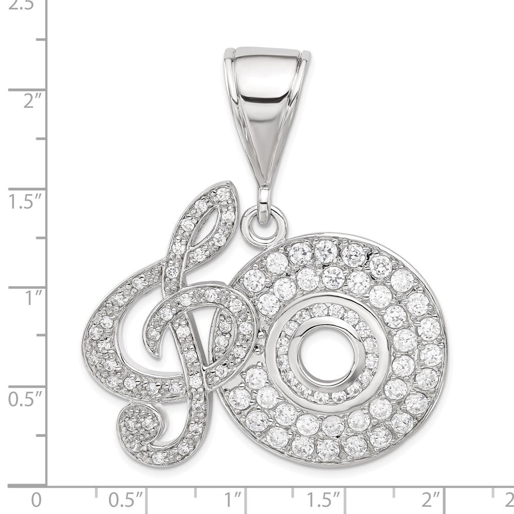 Sterlingsilber Zirkonia Musical Note und Cd Anhänger