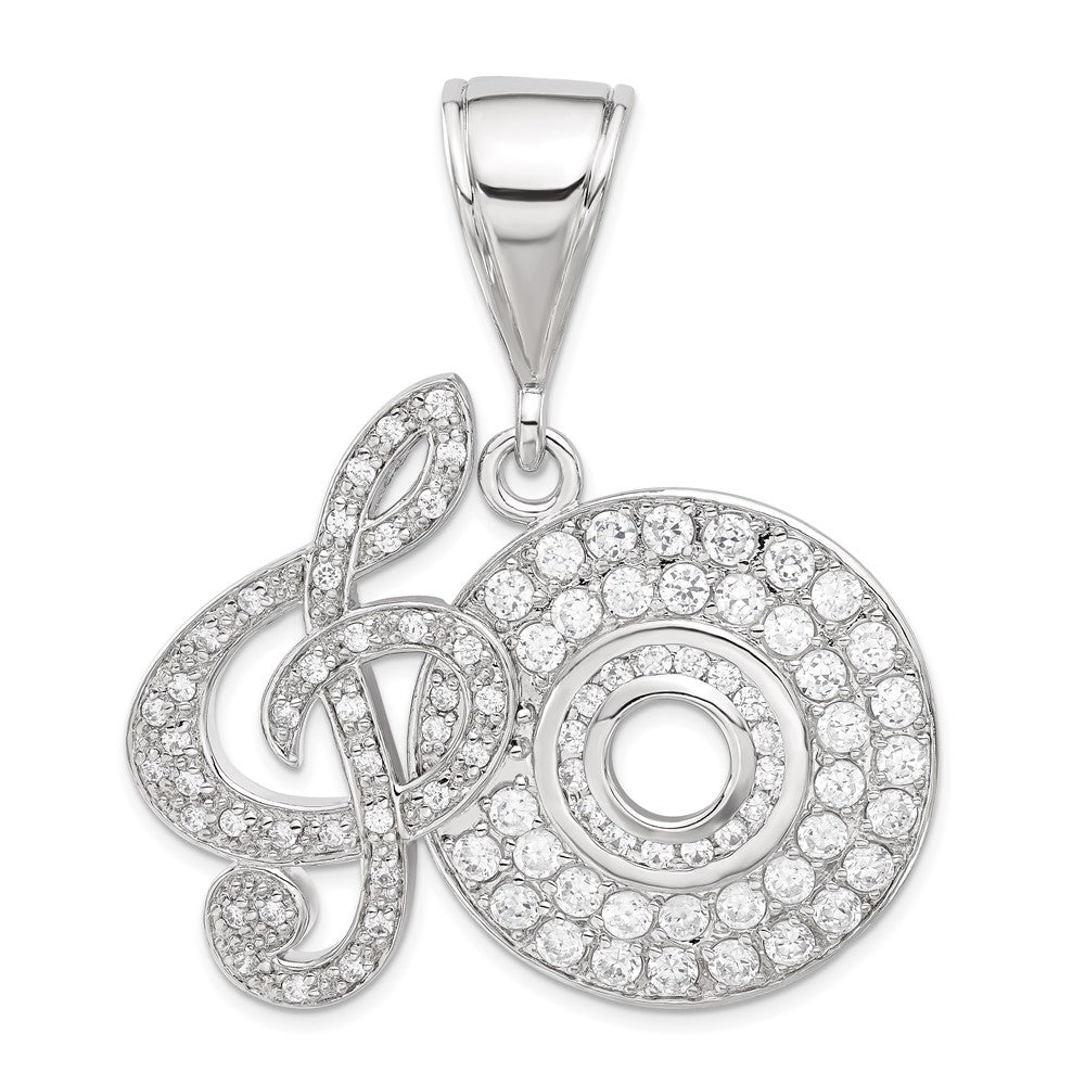 Sterlingsilber Zirkonia Musical Note und Cd Anhänger
