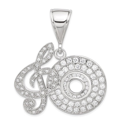 Sterlingsilber Zirkonia Musical Note und Cd Anhänger