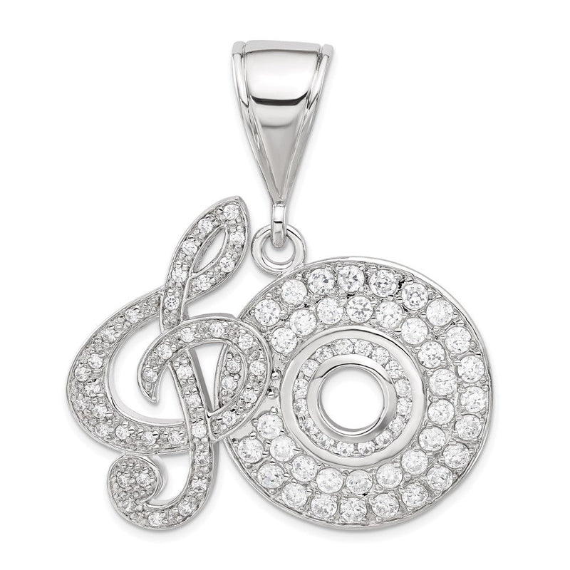 Sterlingsilber Zirkonia Musical Note und Cd Anhänger