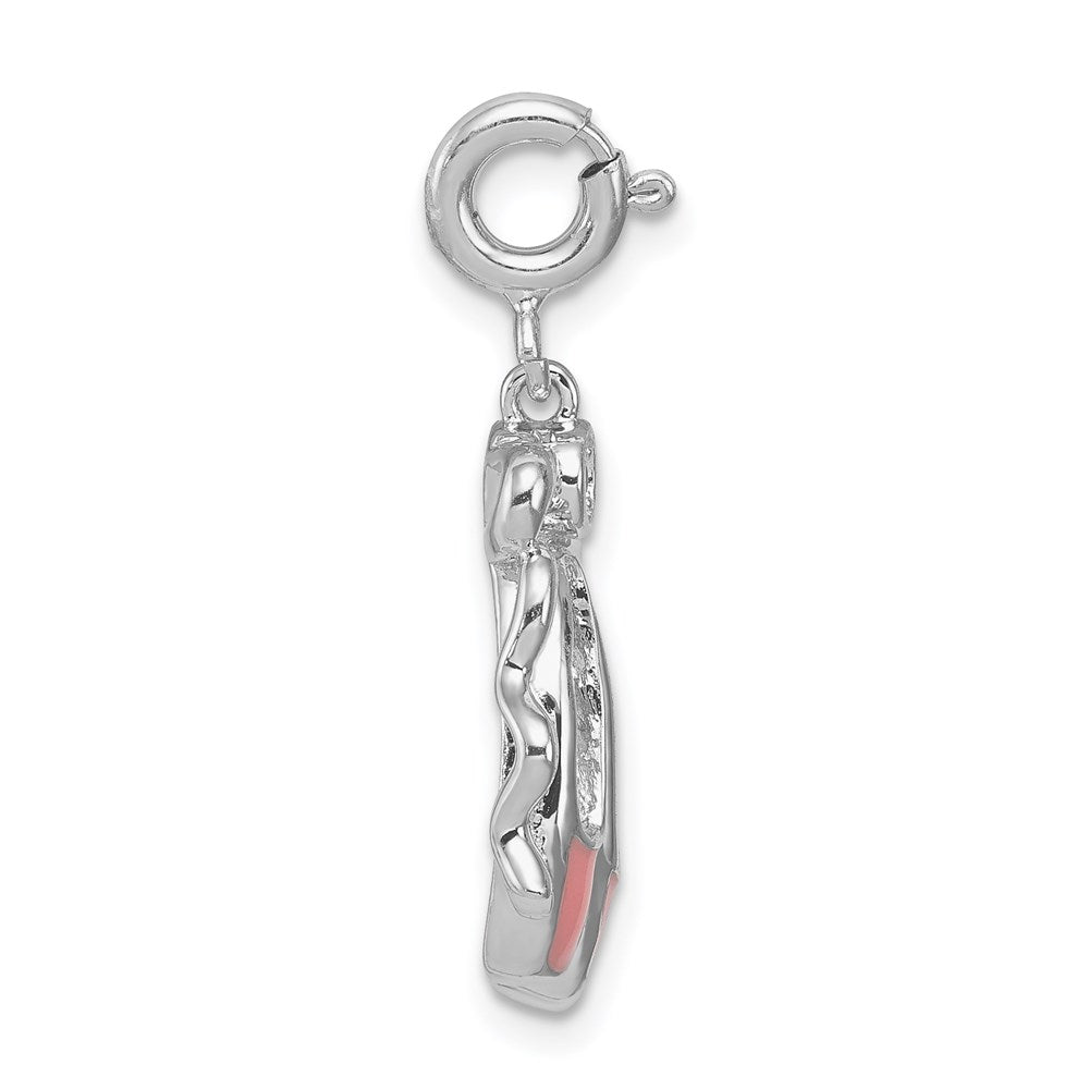 Sterlingsilber Rhodiniert Rosa Emailliert Ballett Slippers Charm