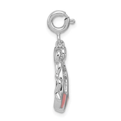 Sterlingsilber Rhodiniert Rosa Emailliert Ballett Slippers Charm