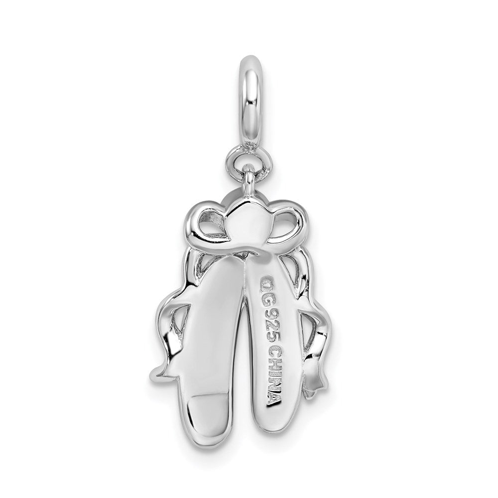 Sterlingsilber Rhodiniert Rosa Emailliert Ballett Slippers Charm