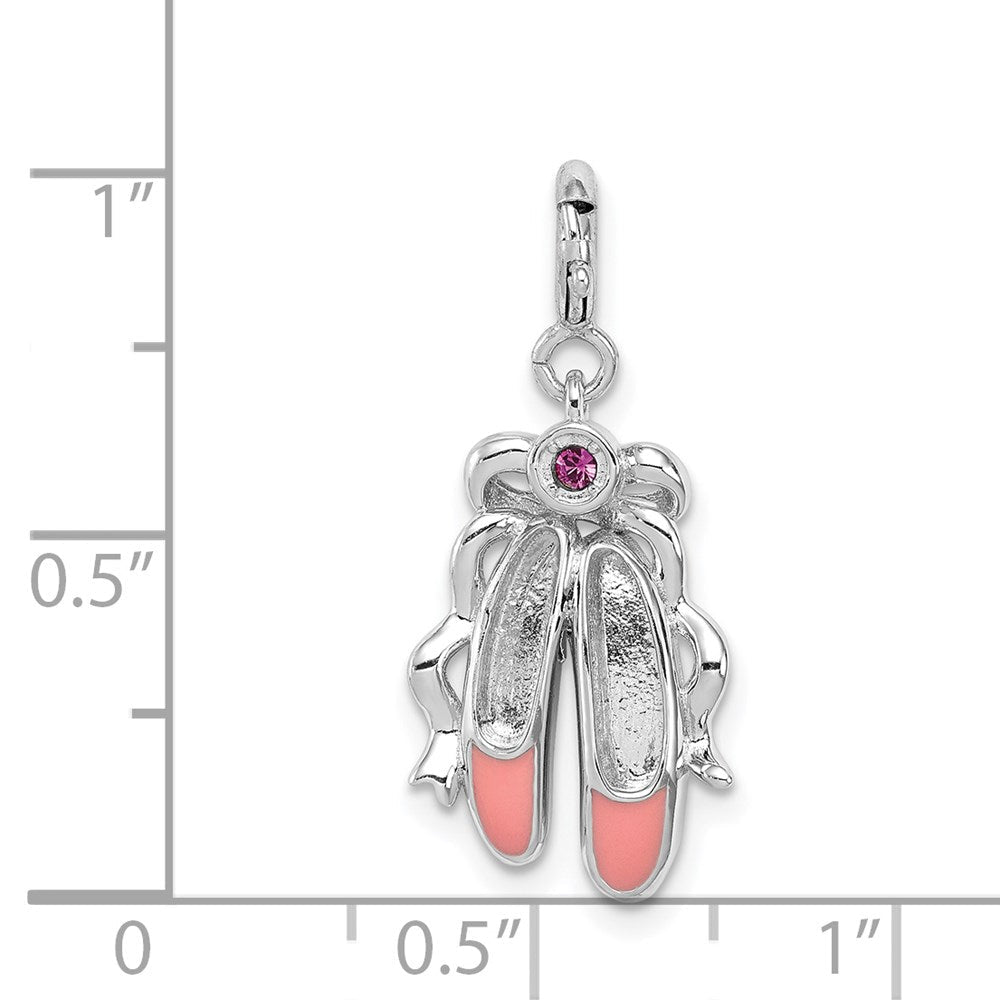 Sterlingsilber Rhodiniert Rosa Emailliert Ballett Slippers Charm