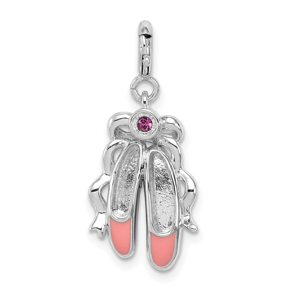 Sterlingsilber Rhodiniert Rosa Emailliert Ballett Slippers Charm