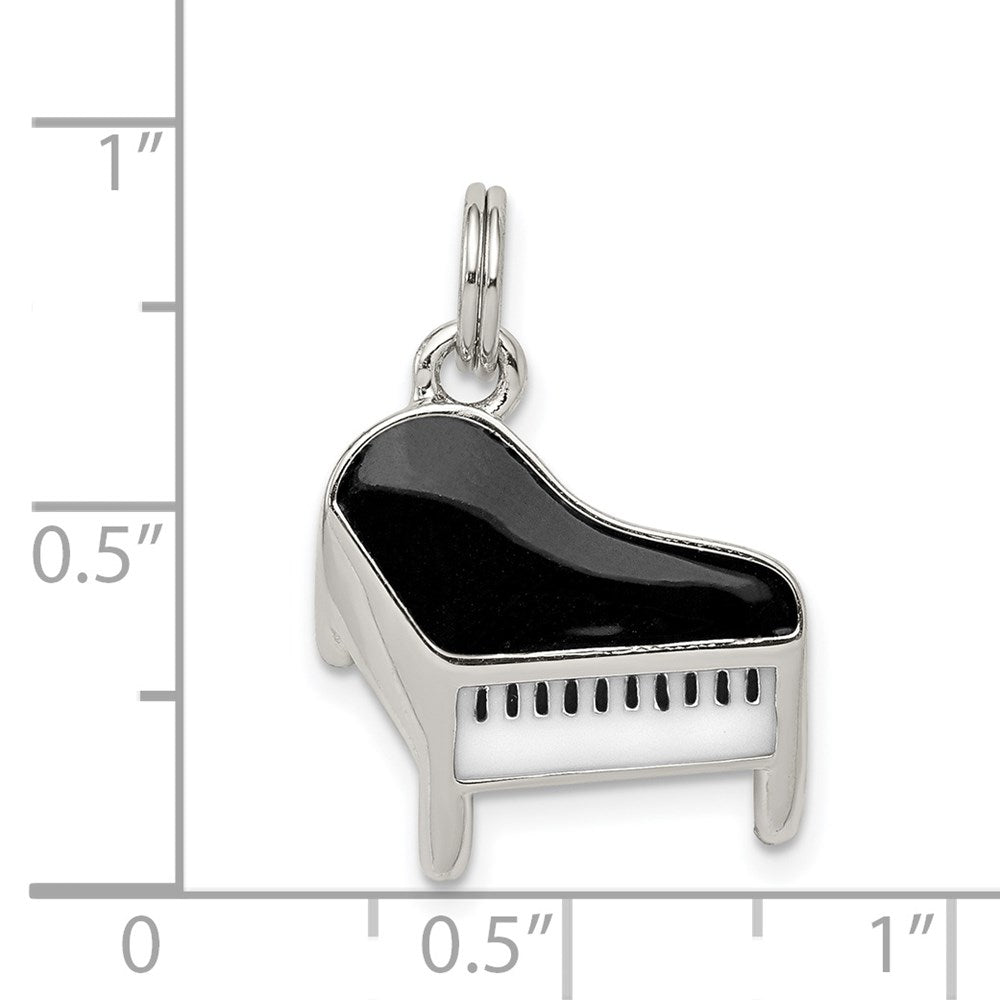 Sterlingsilber Rhodiniert Emailliert Klavier Charm