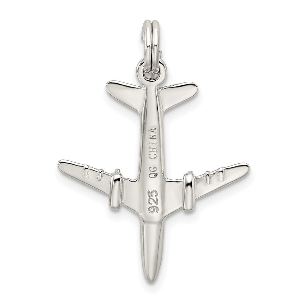 Sterlingsilber Rhodiniert Flugzeug Charm