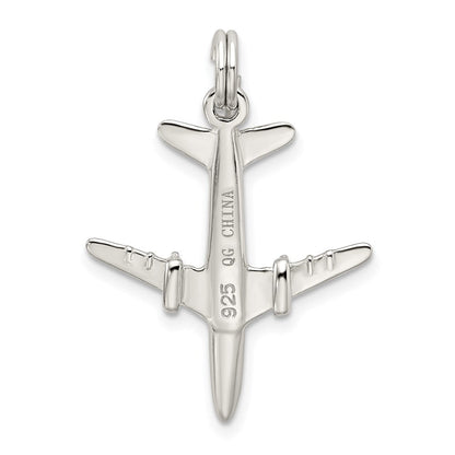 Sterlingsilber Rhodiniert Flugzeug Charm