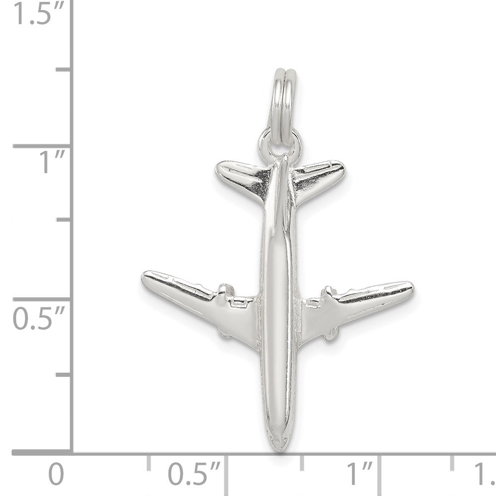 Sterlingsilber Rhodiniert Flugzeug Charm