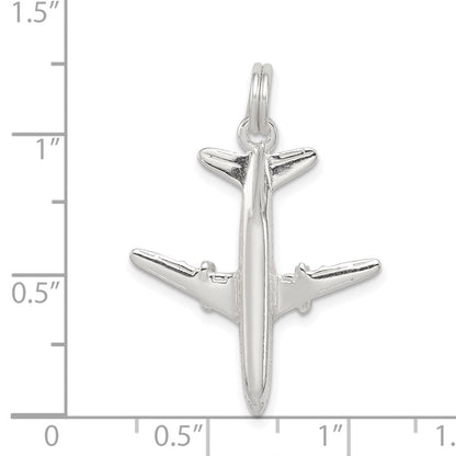 Sterlingsilber Rhodiniert Flugzeug Charm