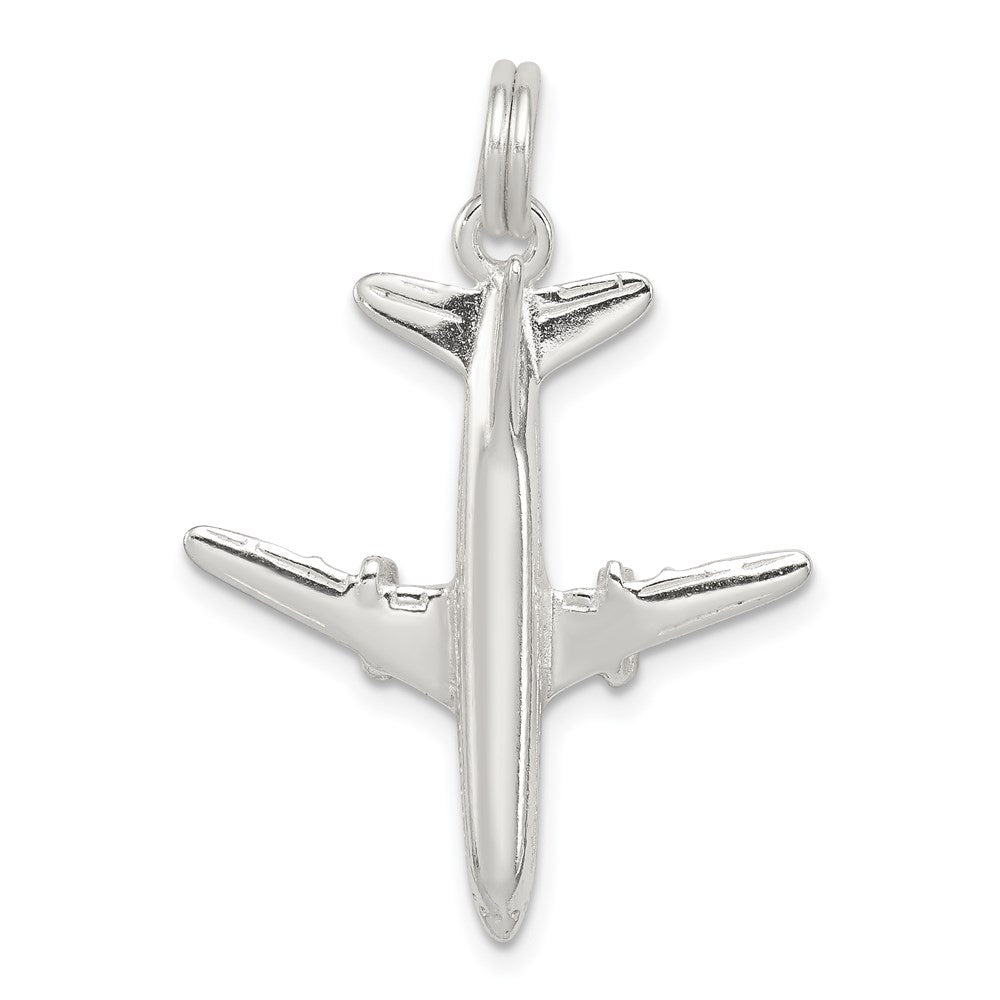 Sterlingsilber Rhodiniert Flugzeug Charm