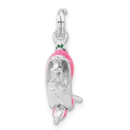 Sterlingsilber 3-d Poliert Mehrfarbig Emaille Motor Scooter Charm