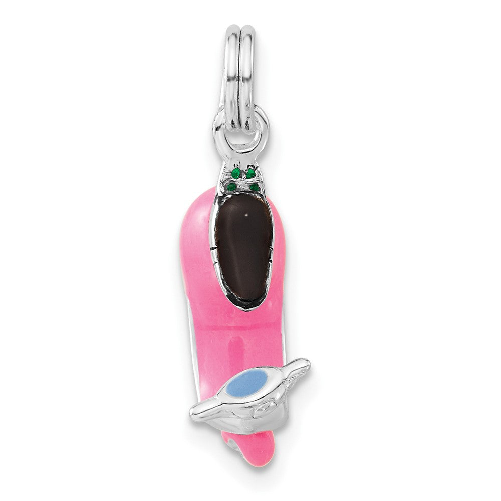 Sterlingsilber 3-d Poliert Mehrfarbig Emaille Motor Scooter Charm