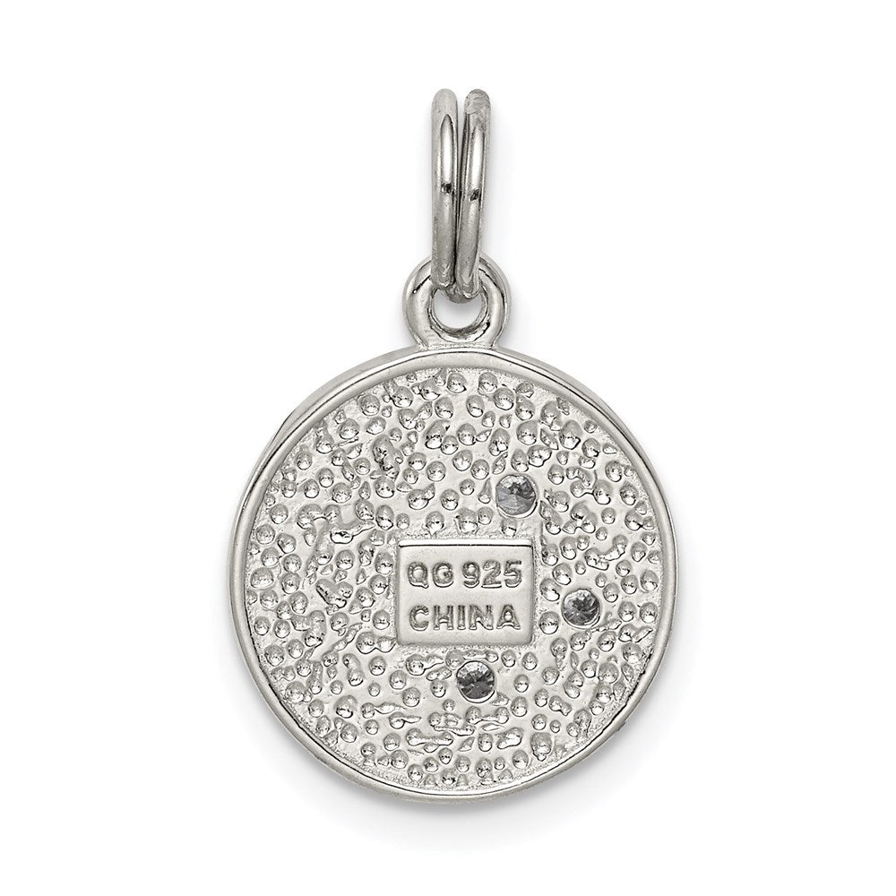 Sterlingsilber Rhodiniert Emailliert und Zirkonia Mond Stern Charm