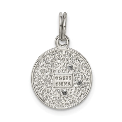 Sterlingsilber Rhodiniert Emailliert und Zirkonia Mond Stern Charm