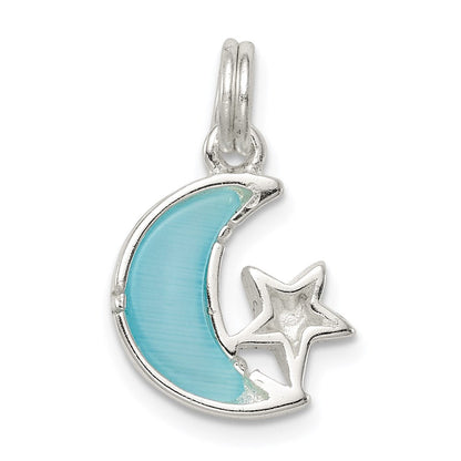 Sterlingsilber Blau Emailliert Mond & Stern Charm
