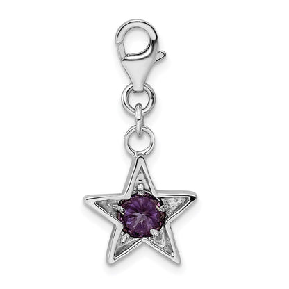 Sterlingsilber Rhodiniert February Zirkonia Geburtsstein Stern Charm