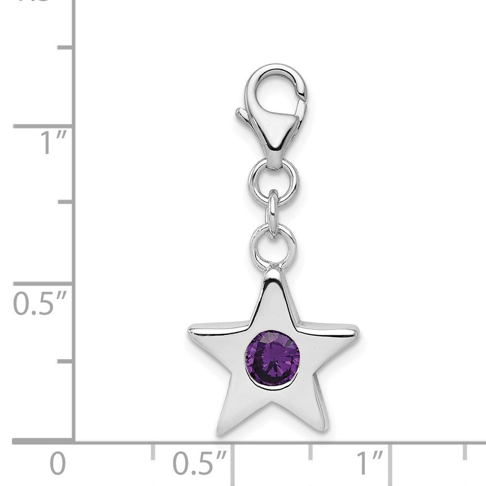 Sterlingsilber Rhodiniert February Zirkonia Geburtsstein Stern Charm