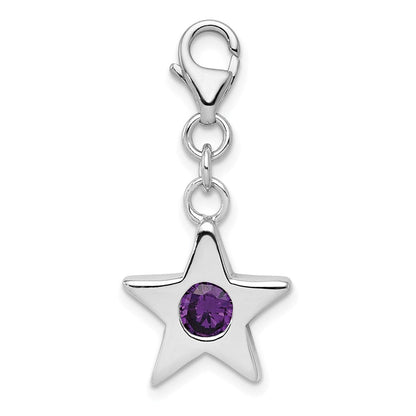 Sterlingsilber Rhodiniert February Zirkonia Geburtsstein Stern Charm