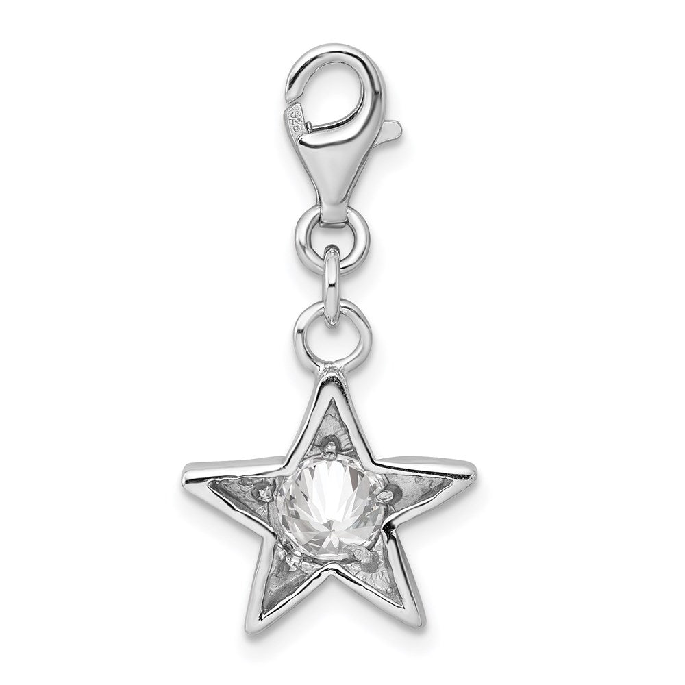 Sterlingsilber Rhodiniert April Zirkonia Geburtsstein Stern Charm