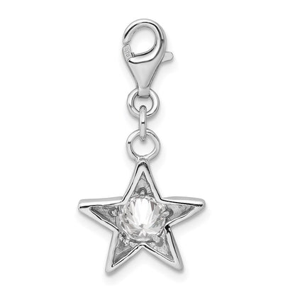 Sterlingsilber Rhodiniert April Zirkonia Geburtsstein Stern Charm