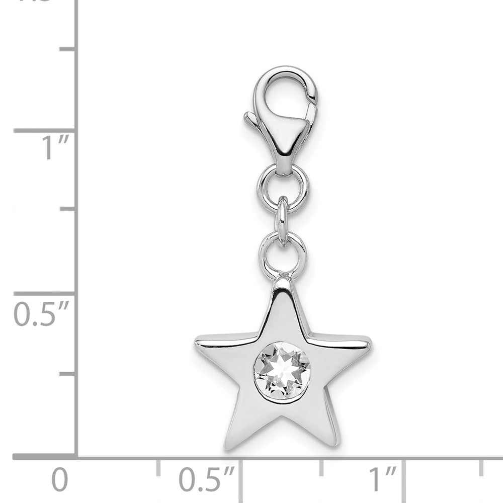 Sterlingsilber Rhodiniert April Zirkonia Geburtsstein Stern Charm