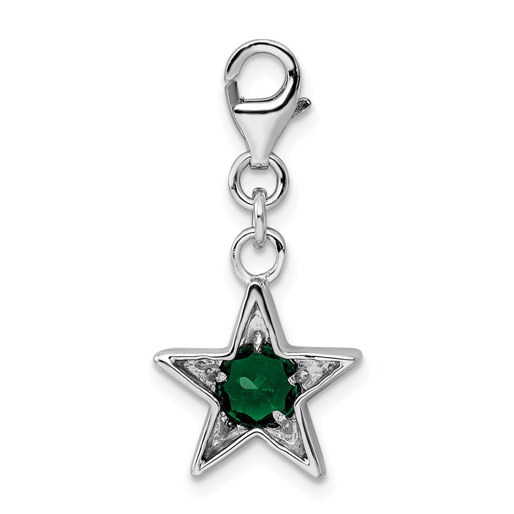 Sterlingsilber Rhodiniert May Zirkonia Geburtsstein Stern Charm