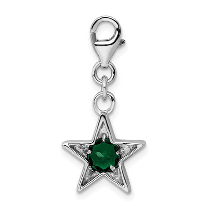 Sterlingsilber Rhodiniert May Zirkonia Geburtsstein Stern Charm