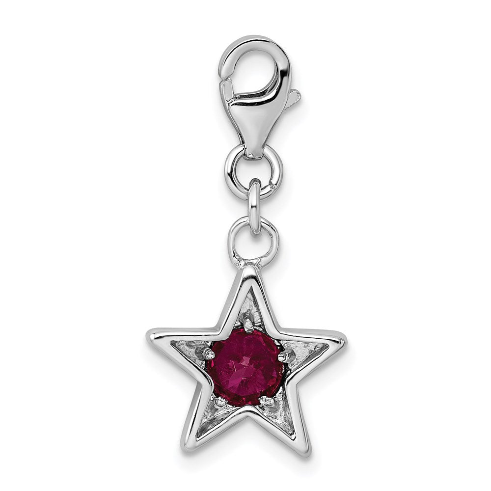 Sterlingsilber Rhodiniert July Zirkonia Geburtsstein Stern Charm