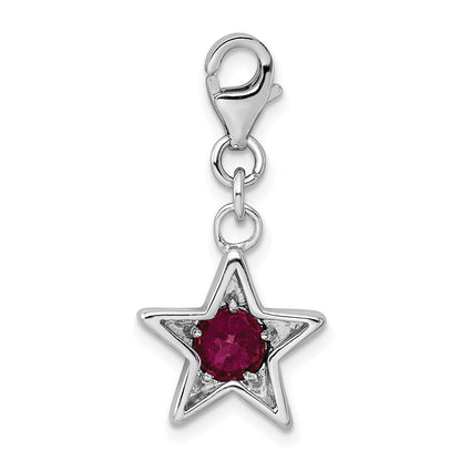 Sterlingsilber Rhodiniert July Zirkonia Geburtsstein Stern Charm