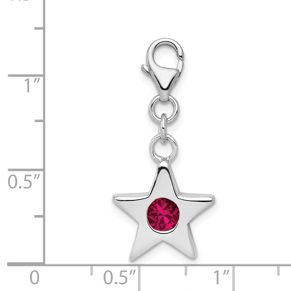 Sterlingsilber Rhodiniert July Zirkonia Geburtsstein Stern Charm