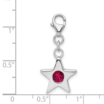 Sterlingsilber Rhodiniert July Zirkonia Geburtsstein Stern Charm